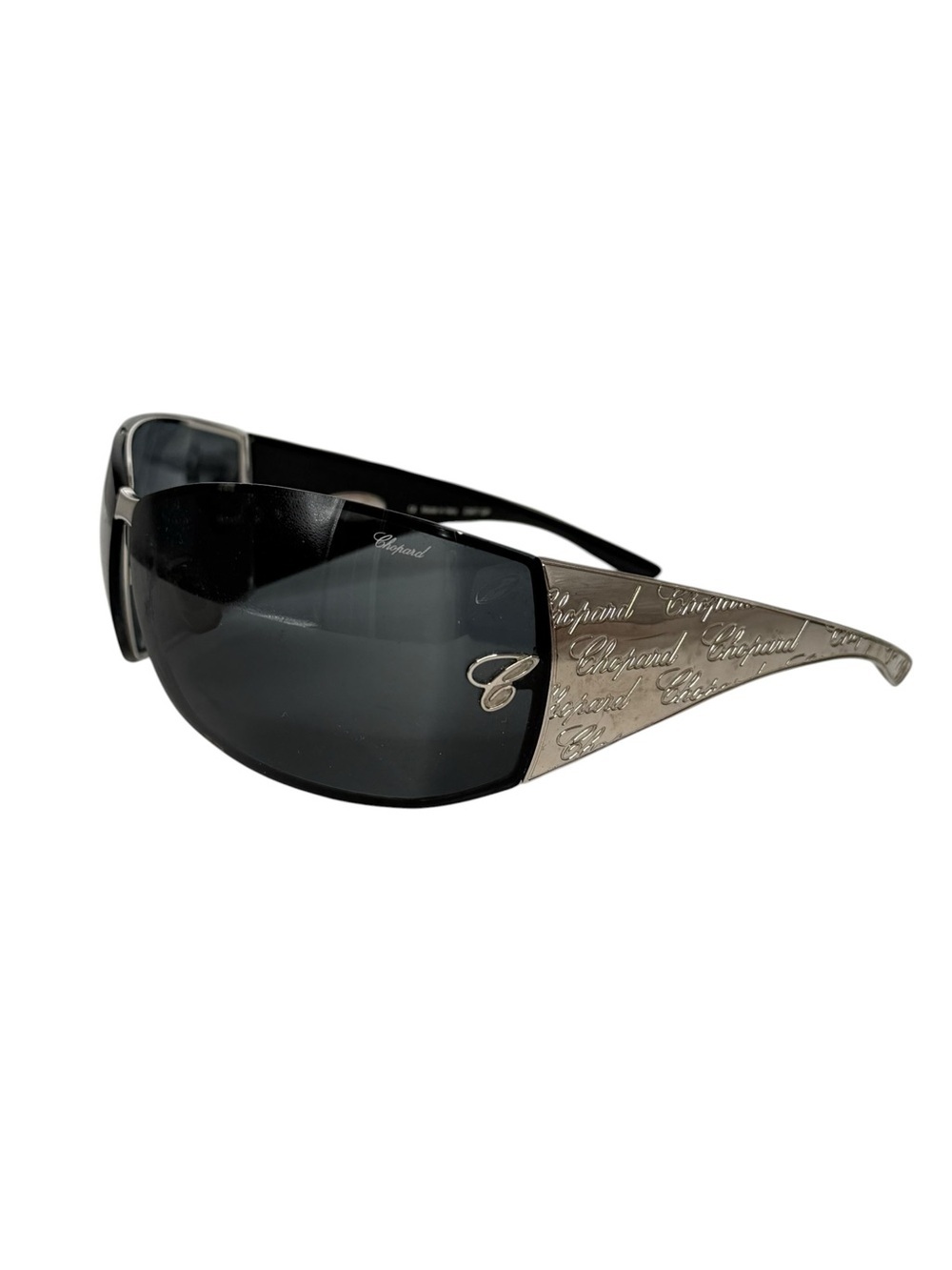 Chopard wrap shield Sunglasses with Case SCH 637 0579 made in Italy 23kt gp